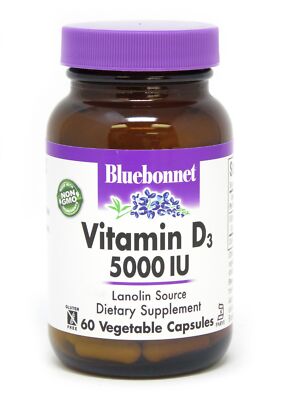 Bluebonnet Витамин D3 5000 МЕ 60 растительных капсул