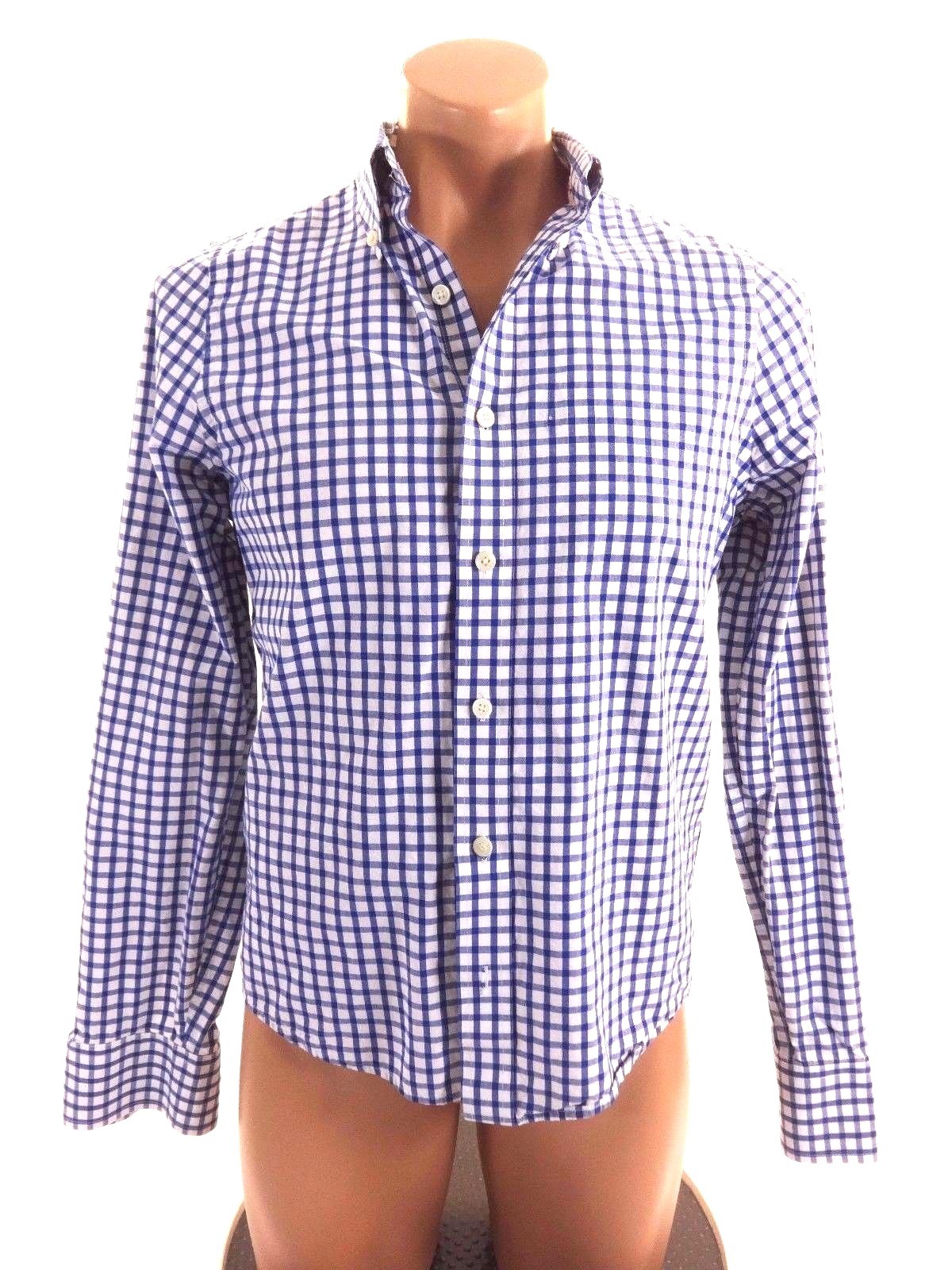 HOLLISTER MENS WHITE & BLUE PLAID CASUAL DRESS SHIRT SIZE S eBay