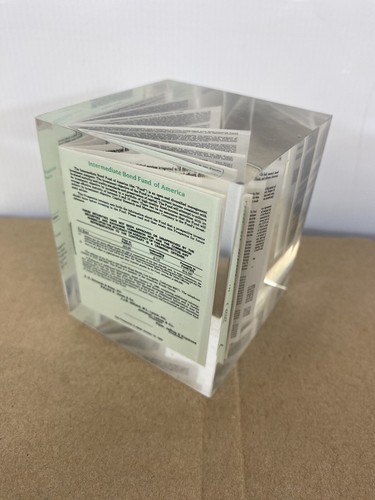 AG Edwards Piper Lyons Stock Booklet Lucite Acrylic Paperweight Vintage 88 Rare