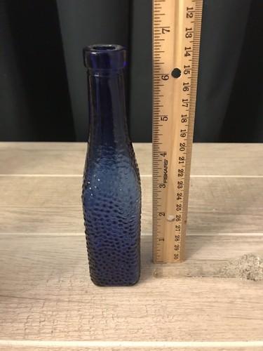 Antique 7 Inch Blue Glass Perfume Bottle