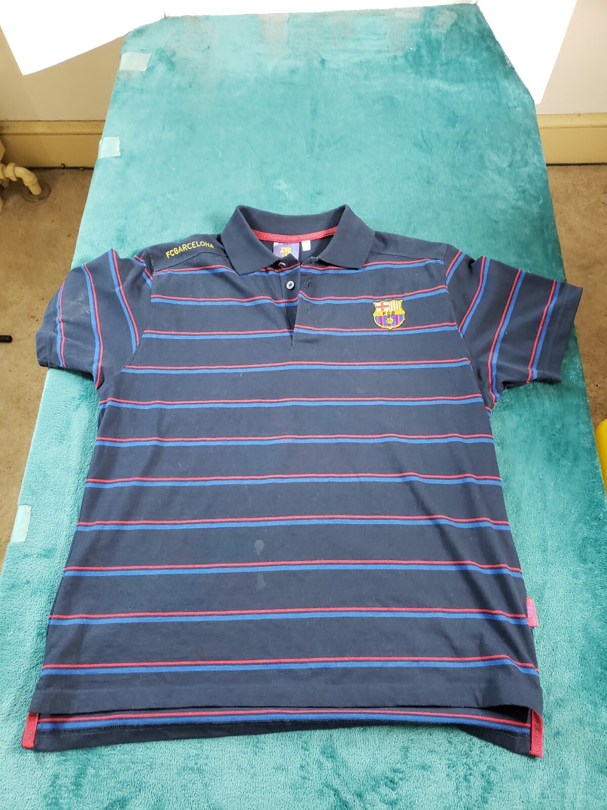 FC Barcelona ポロシャツ FCB Barcelona Polo Shirt Futbol Mens Medium Navy Blue Short