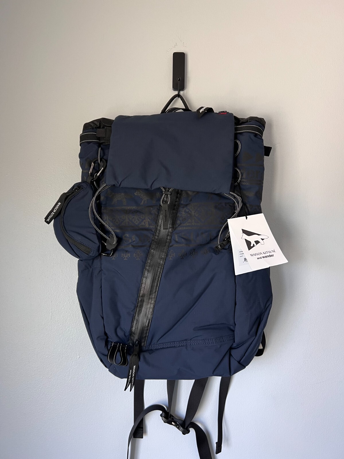 and Wander x Maison Kitsune 30L Backpack - Navy - NEW | eBay