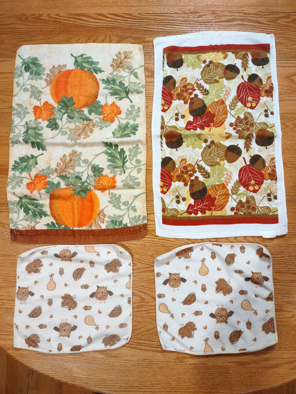 And 2 Washcloths Fall Leaves Pumpkins 100% Cotton