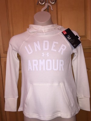 NWT UNDER ARMOUR Girls Cream Colored Thermal Hoodie Sweatshirt, YSM (7/8) $39.99