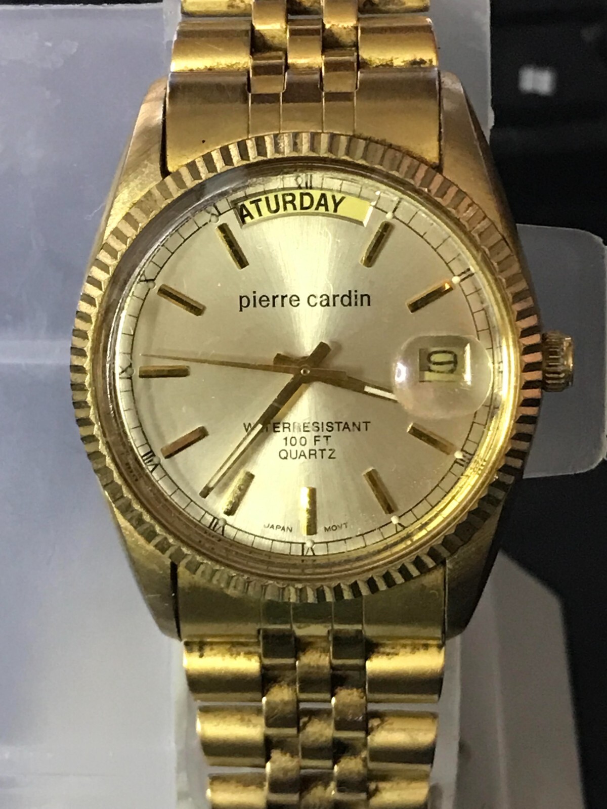 pierre cardin（ピエールカルダン） 腕時計 ソーラー ホワイト スワロフスキー＆ダイヤモンド（1P） pierre cardin アナログ腕時計 ゴールド&frasl;シルバー ¥7100 美品