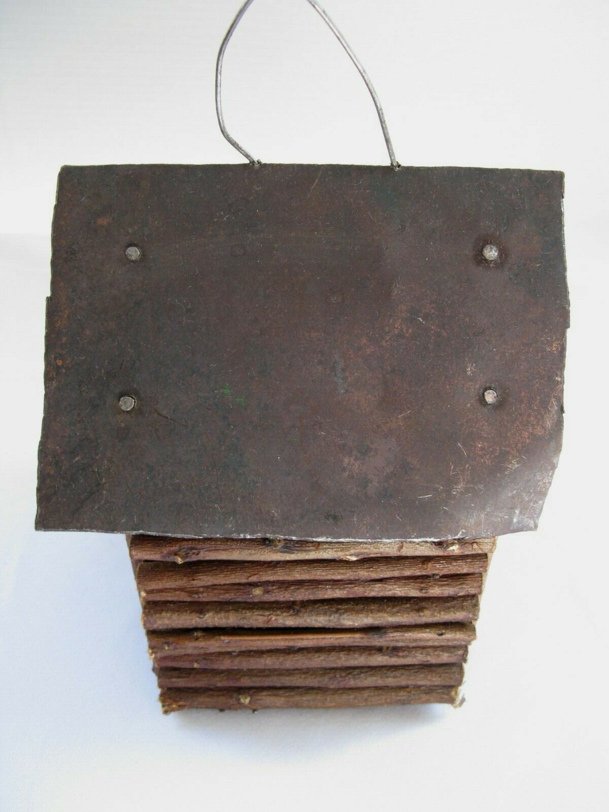 Vintage Handmade Folk Art Birdhouse Primitive Metal Roof