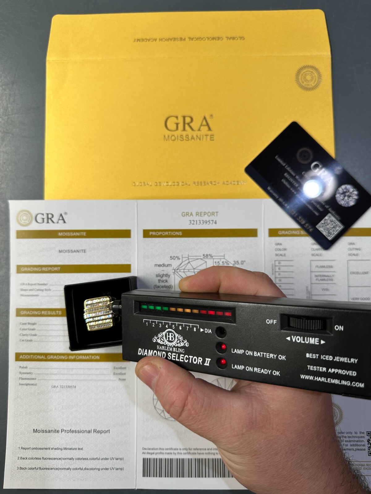 Pre-owned Pinky Moissanite Baguette Ring 14k Gold Over 925 Silver Iced Hip Hop Pass Diamond Test