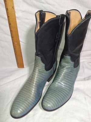 Womens cowboy boots  Falconhead lt blue lizard L, bk U sz 6 B p657