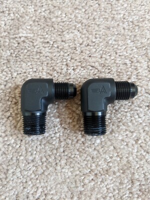 Two Aeroquip FBM5035 -6 AN To 3/8 Inch NPT Black 90 Degree Aluminum Fitting