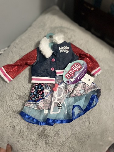 My Life As HELLO KITTY Denim Jean Jacket Skirt Outfit Fits 18