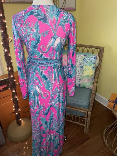 Pre-owned Lilly Pulitzer Marseilles Wrap Maxi Talk Story To Me $228 Size Xxs,xs,s,m In Multicolor