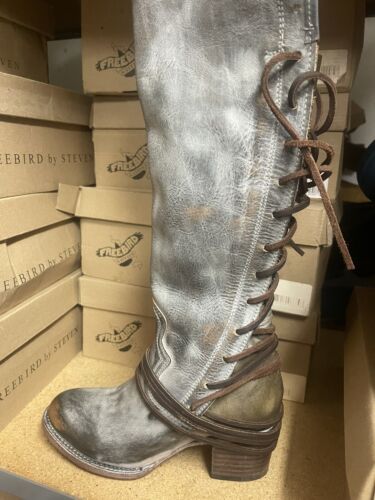 Pre-owned Freebird By Steven Coal Ice Boot Size Size 7 Rare Msrp $350. In Blue