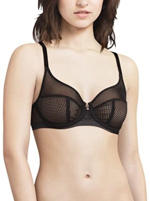 

CHANTELLE Intimates Черный полупрозрачный бюстгальтер на косточках с глубоким вырезом, 14B5