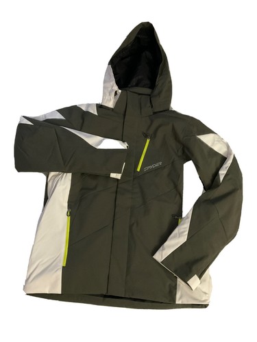 Pre-owned Spyder Nwt- Men's Chambers,gore-tex Insulated Ski Jacket,logo,m,white/dark Green In White & Dark Green