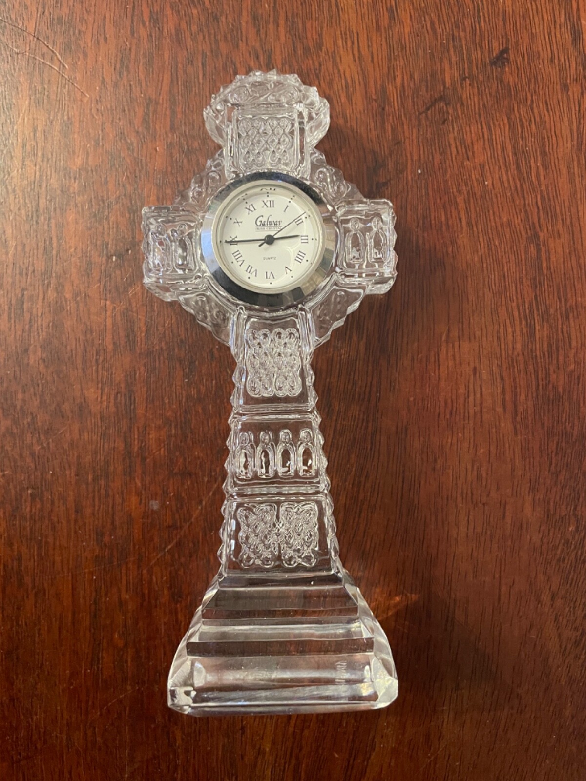 ＧＡＬＷＡＹ　ＩＲＩＳＨ　ＣＲＹＳＴＡＬ Galway Irish Crystal Celtic Cross with Clock 6” High | eBay