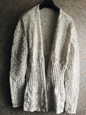 Warm Soft Hand Knit Quality Wool Open Front Cardigan L 14 Tall