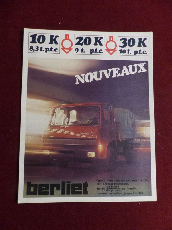 Prospectus Catalogue Camion :  Berliet  Nouveaux  10k  20k  30k