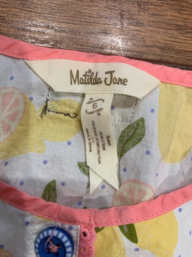 Matilda Jane Let’s Make Lemonade Adventure Begins Romper Girls Size 6 - EUC