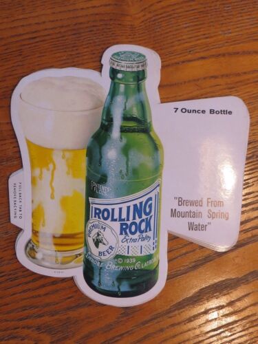 POST PRO BEER BREWERY DECAL sign ROLLING ROCK LATROBE BREWING CO PA GREEN BOTTLE