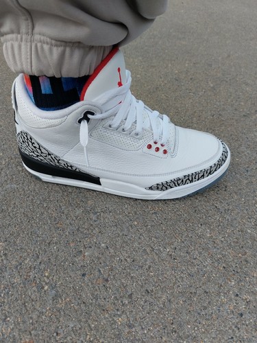 jordan 3 white cement on feet