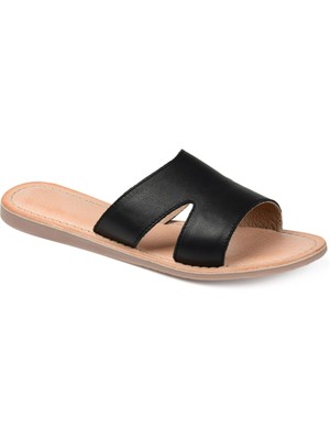 

JOURNEE COLLECTION Женские черные кожаные шлепанцы без шнурков Walker Toe Slip On, Черный, WALKER-SANDAL