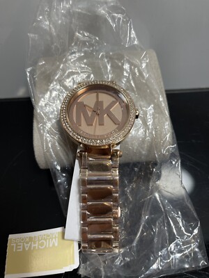 Michael Kors MK5865 Parker Rose Gold MK Logo Dial Analog Women's Watch Read Desc