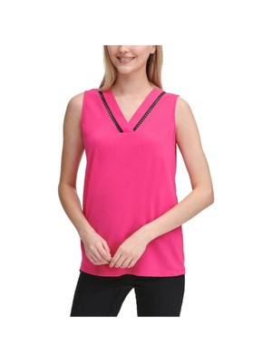 Женский розовый топ без рукавов с V-образным вырезом CALVIN KLEIN Размер: M