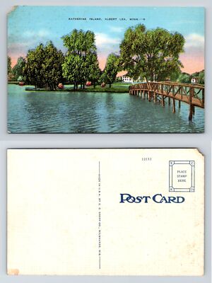 Katherine Island Albert Lea MN Postcard Kropp Linen Unposted