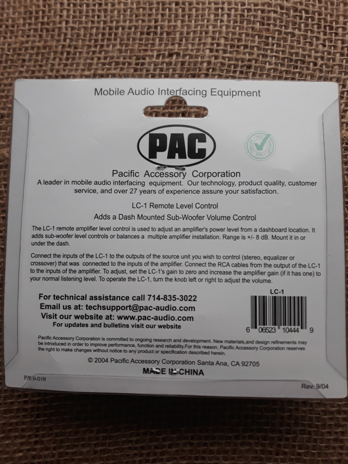 PAC LC-1 Remote Level Control