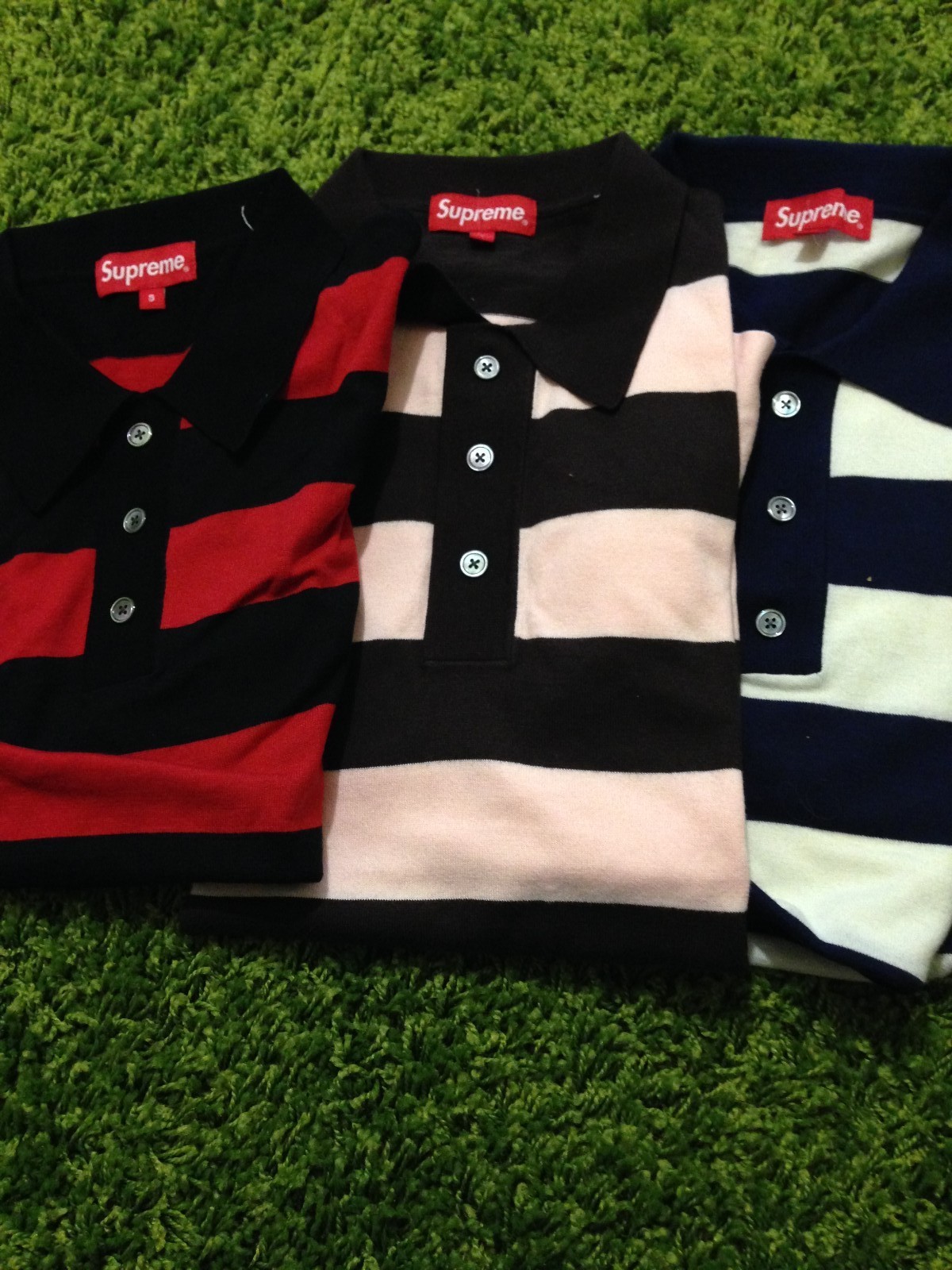 トップス supreme Striped Polo Sweater Supreme S/S 2014 Striped Polo Sweater World Famous Box Logo