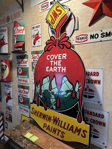 【116㎝】U.S.A ヴィンテージ 看板 Sherwin Williams Vintage Sherwin Williams Paint Sign Original Porcelain Sign