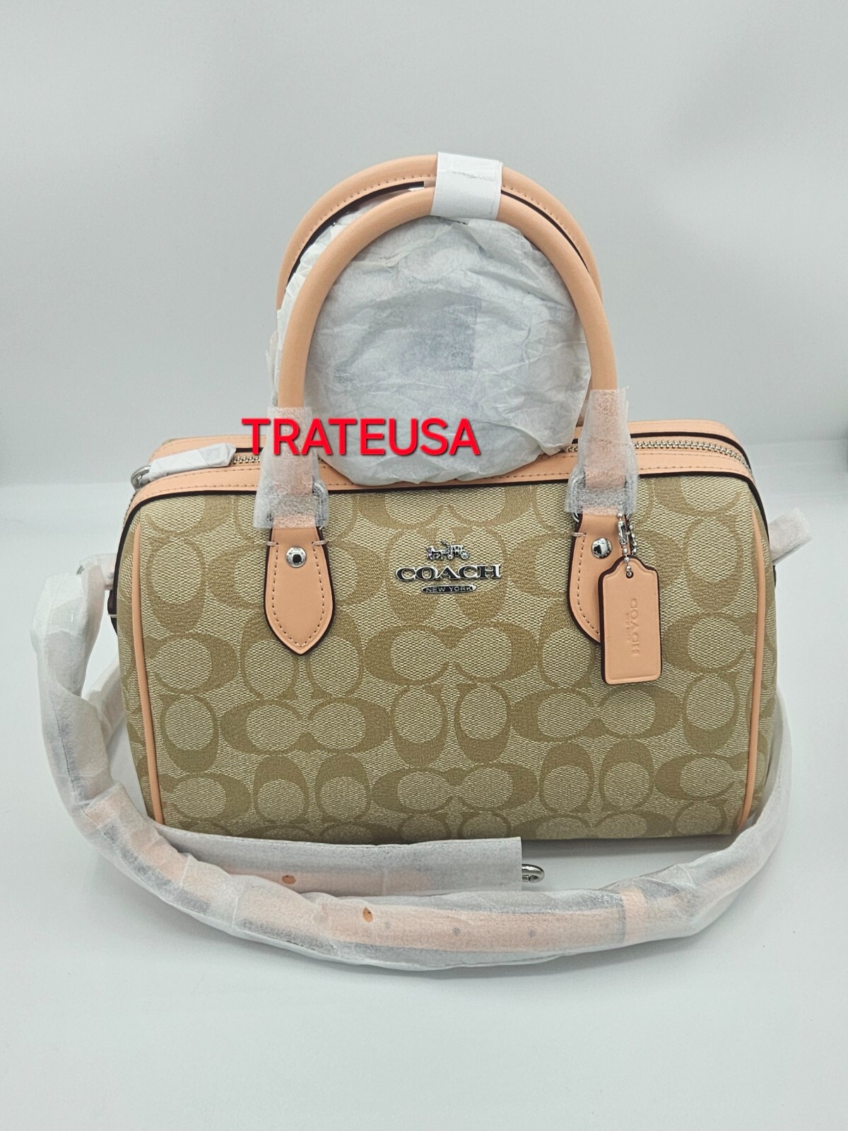コーチ / ROWAN SATCHEL / ライトカーキ チョーク コーチ COACH シグネチャー ローワン サッチェル ショルダー