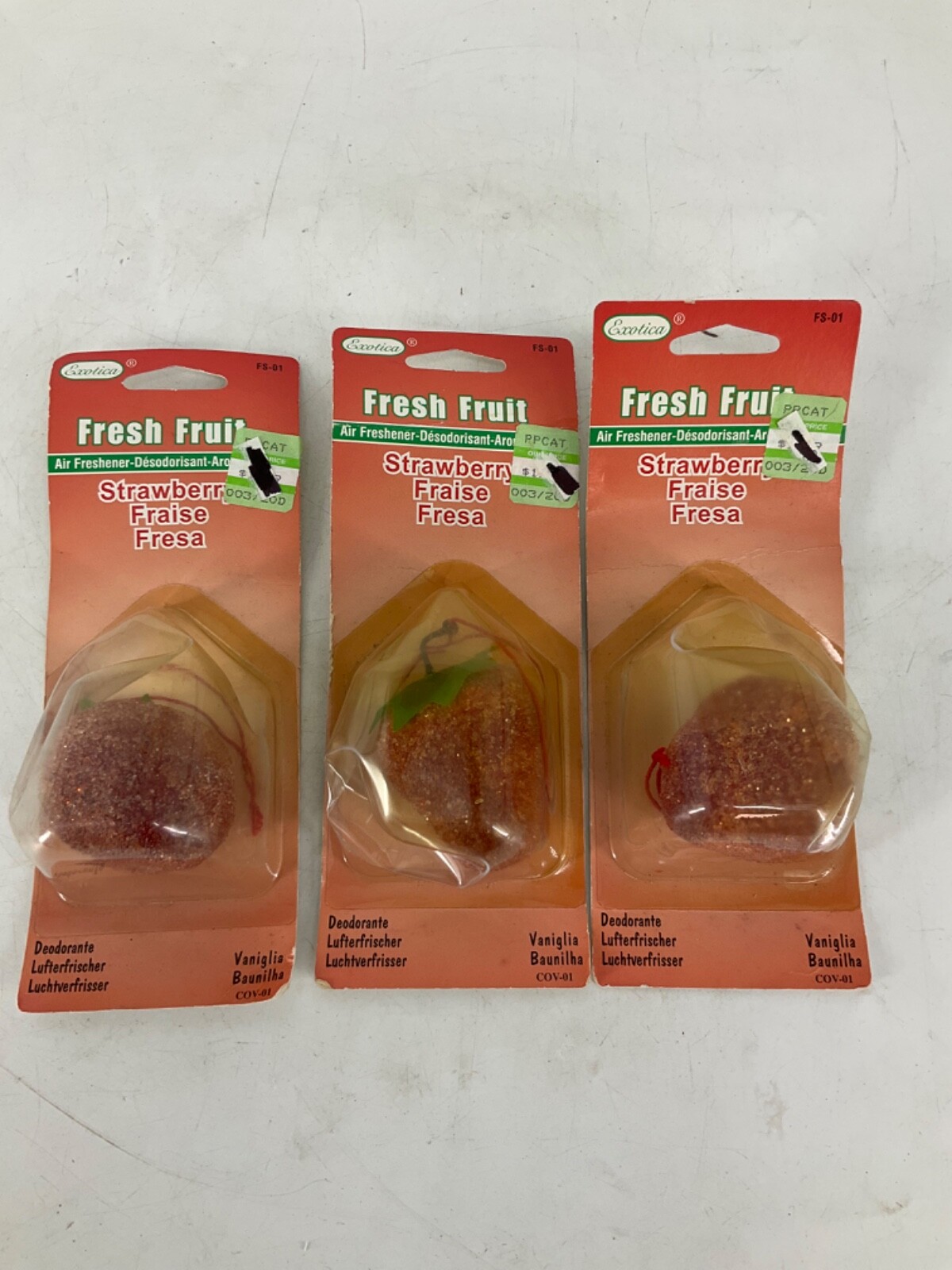 Vintage Exotica Fresheners Strawberry Air Freshener FS-01 Lot of 3 NOS