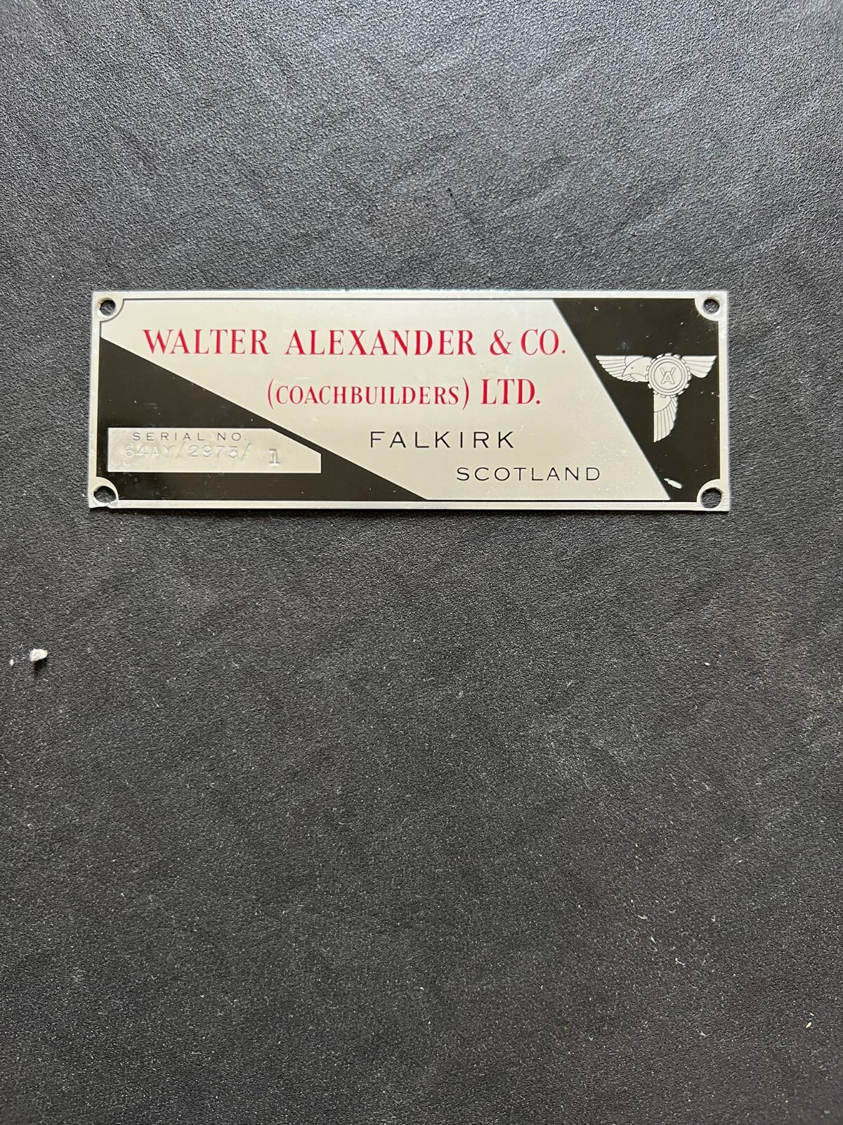 Alexander AEC Reliance Premier Travel OJE 550M Coach Chassis Body Plate Badge