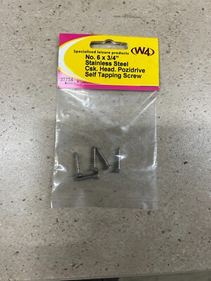 W4  NO 6 3/4 STAINLESS STEEL CSK. HEAD POZIDRIVE SELF TAPPING SCREWS