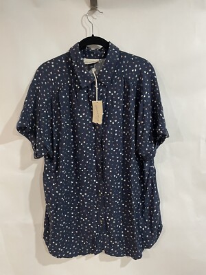 Universal Thread Size L Blouse Buttom Up Shorte Sleeve 100% Rayon 