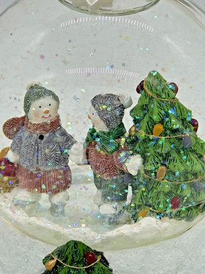 Snowman Skater Snow Globe Skaters Rotate Around Globe Plays White Christmas