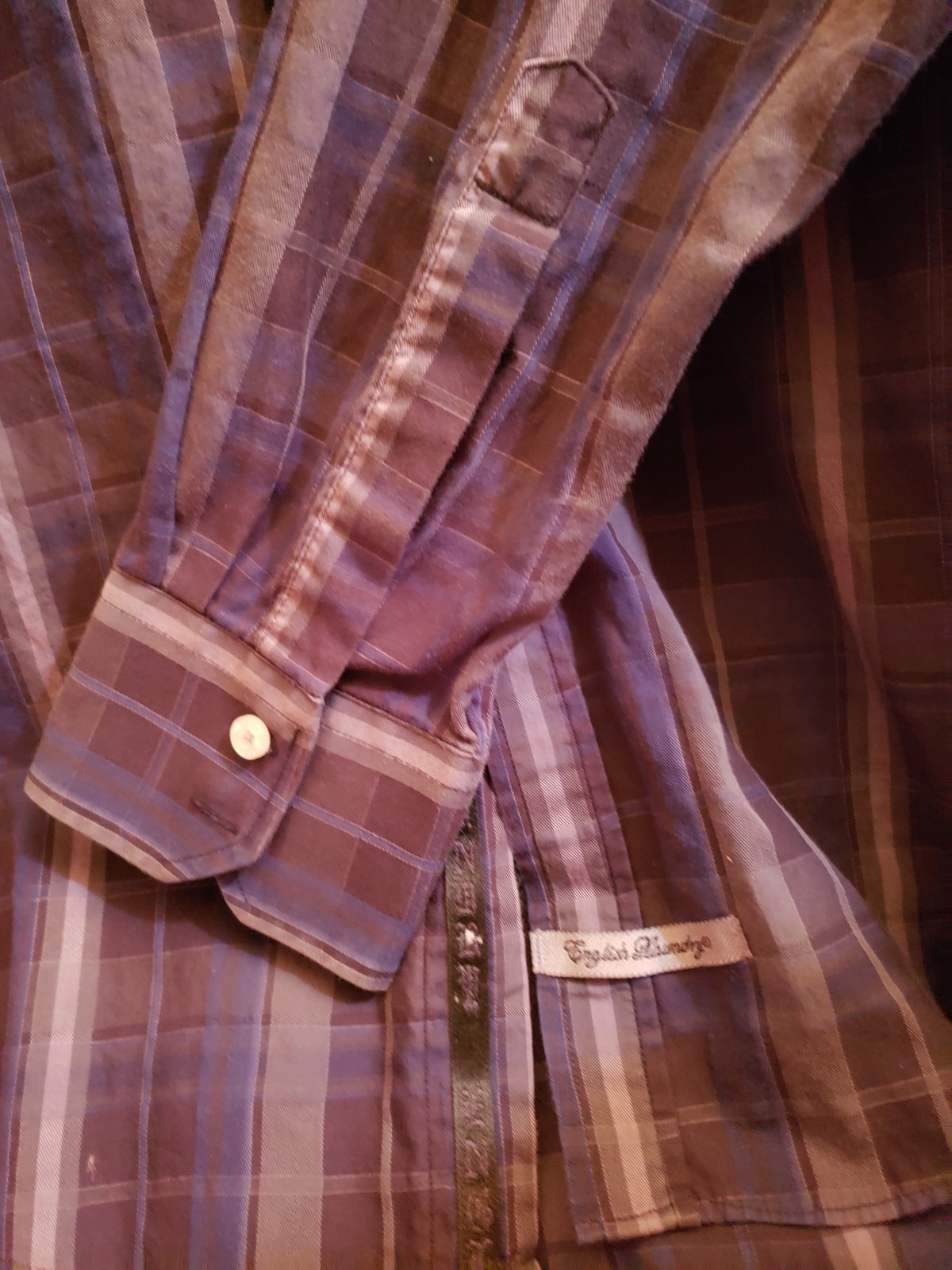 Download English Landry Men's Dark Purple Plaid Cotton Button Front ...