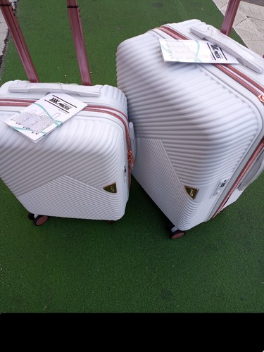 Travel Suitcase 2 Pieces  White Color Lightweight Expandable Waterproof Hard...