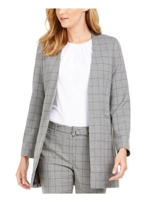 

CALVIN KLEIN Женский серый пиджак в клетку с карманами для работы Petites, T9NJS165