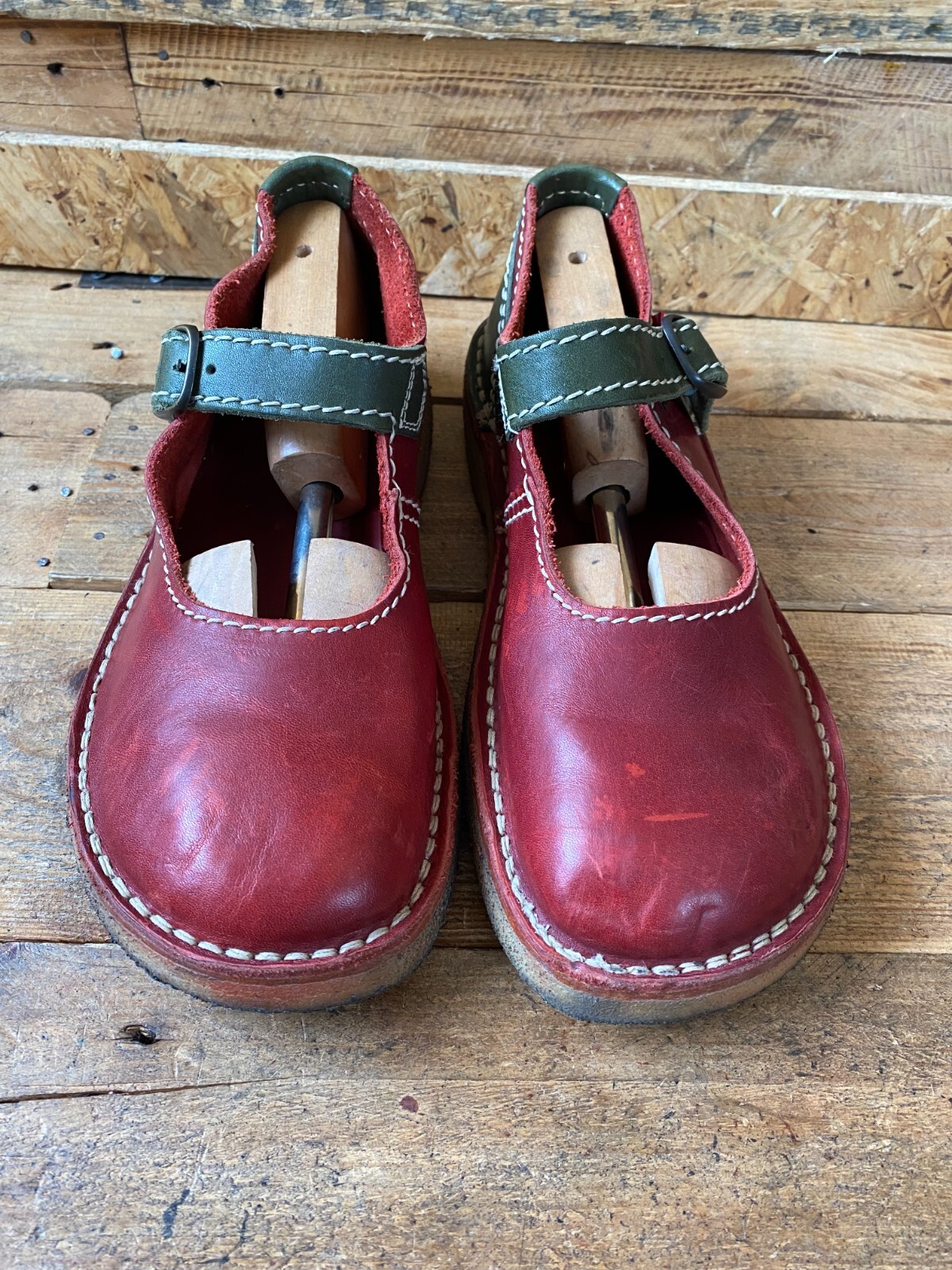 ほぼ未使用 ダックフィート メリージェーン 本革 ストラップシューズ レザー 赤 Duckfeet Himmerland - Mary Jane -Size 41 - red leather shoes