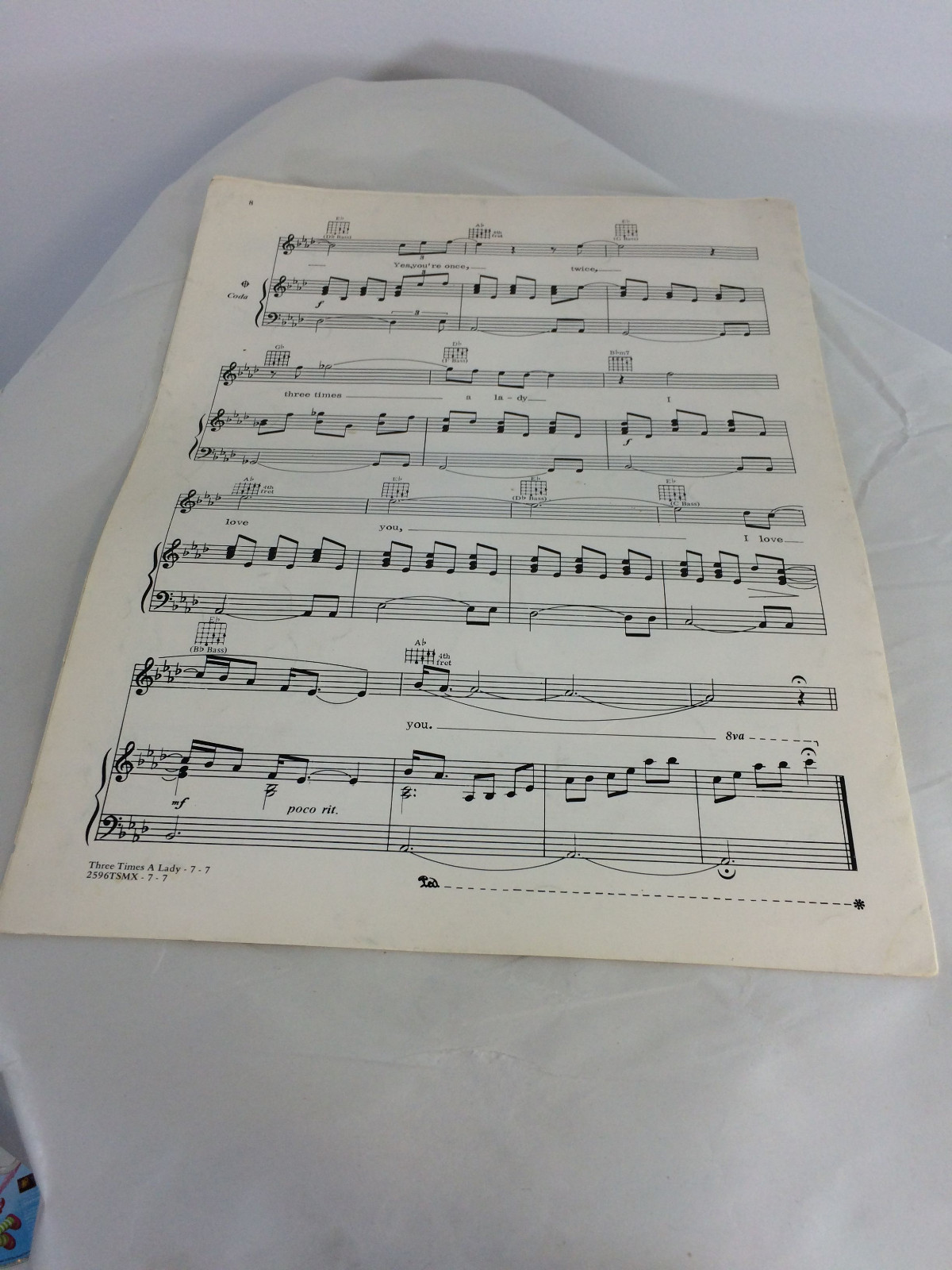 THREE TIMES A LADY-COMMODORES-LIONEL RICHIE WORDS & SHEET MUSIC-1978