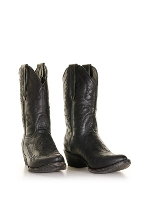 Pre-owned Mexicana Black Pointed Texan Boot In Leather