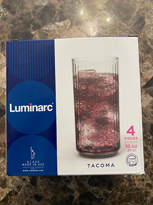 NEW Luminarc Tacoma Drinking Glass Set of 4 Beverage Ware Clear 16 oz Macy s