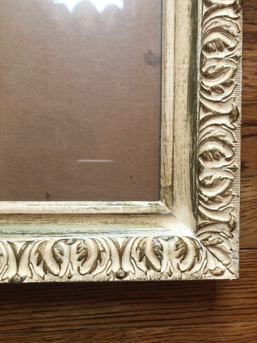 Vintage Old 11 X 14 Picture Frame Cream Colored Embellished