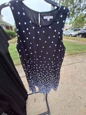 Black, White, And Blue Polka Dot Sleeveless Dress From Studio One. Size 18.