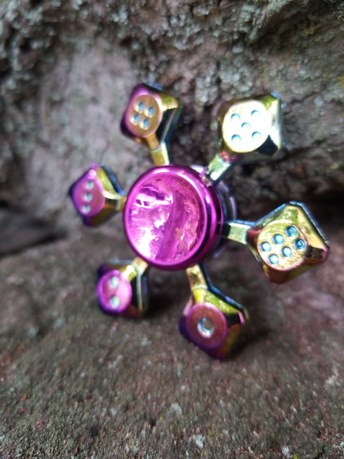 DICE RAINBOW FIDGET SPINNER BOYS GIRLS ADHD ADULTS TOYS KIDS OIL SLICK EDC🤏👀