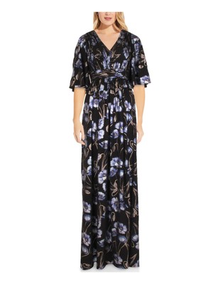 ADRIANNA PAPELL Женское черное кимоно с коротким рукавом Dress Petites 2P
