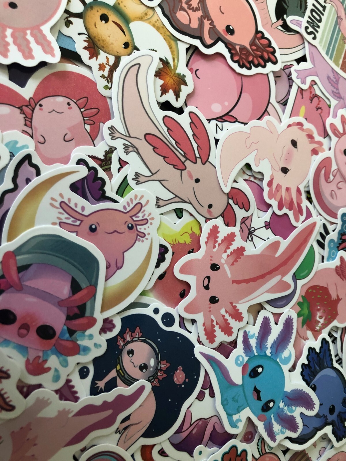 10 assorted Axolotl Stickers for Water Bottles Laptops Bulk Lot Waterproof Vinyl