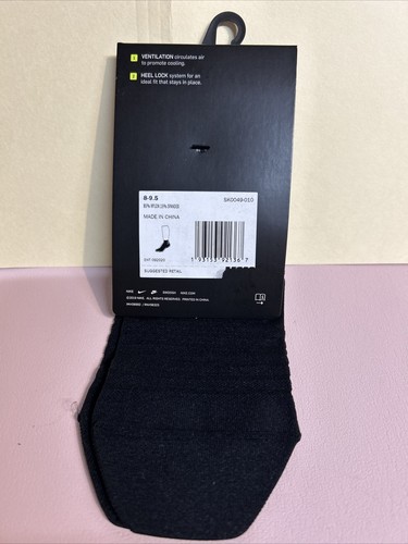 Nike Unisex Spark Lightweight Quarter Socks - SK0049-010 - Black  - 8-9.5 - NWT